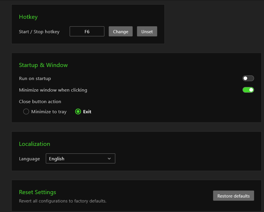 AG Auto Clicker full interface — ready to start