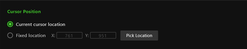 Cursor target settings
