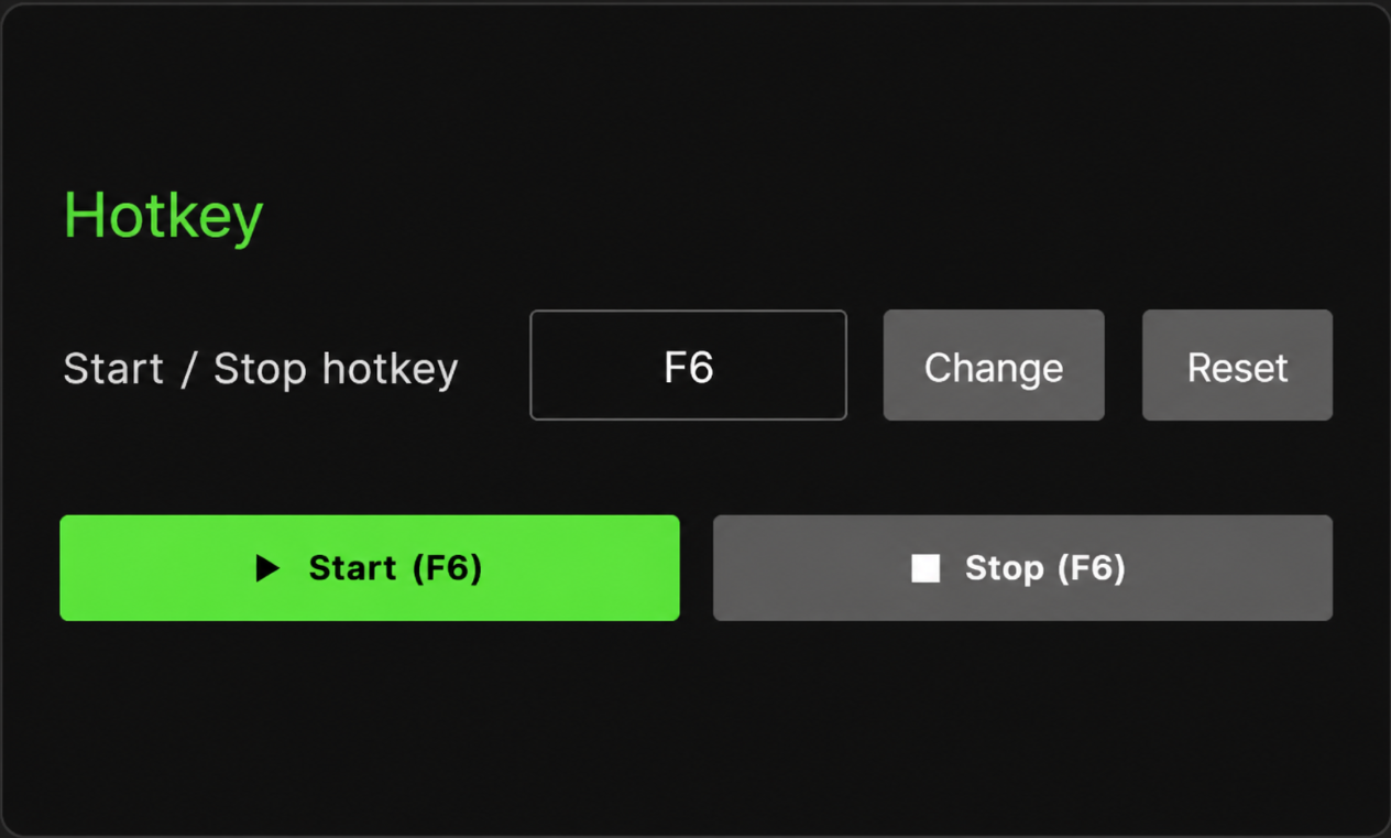 AG Auto Clicker settings page